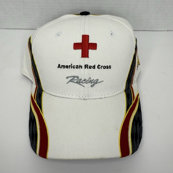 American Red Cross Racing Hat Greg Biffle 16 Embroidered White Red NASCAR Y2K - Picture 1 of 9